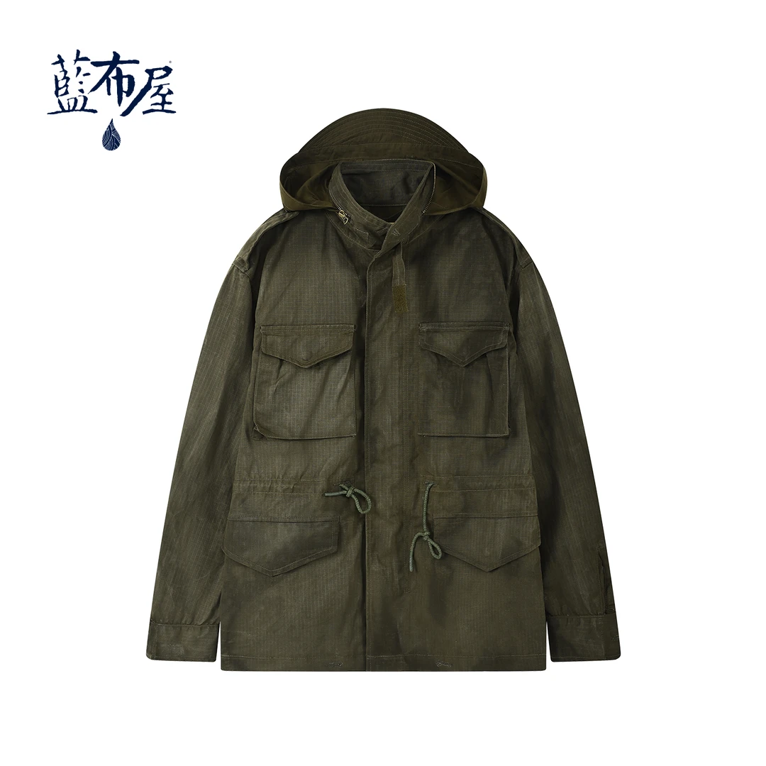 蓝布屋14盎司复古重磅油蜡布M65军事野战夹克宽松外套LBWJKT606