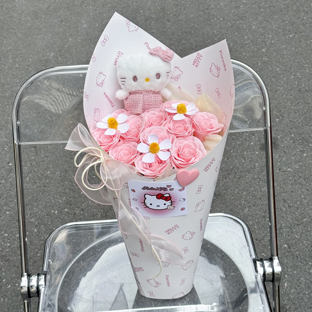 创意情人节礼物甜心hellokitty玫瑰花束送女朋友生日表白仪式感