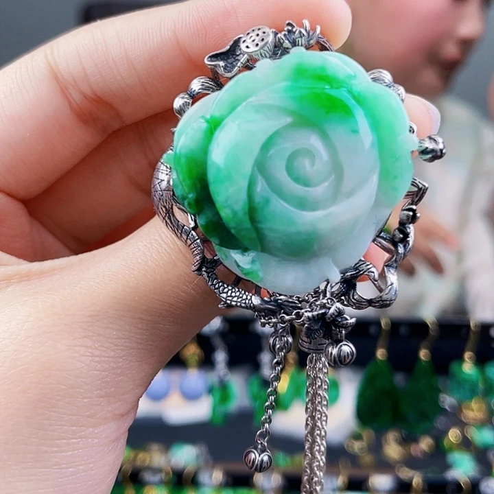 翡翠颈饰银S925镶嵌饰品