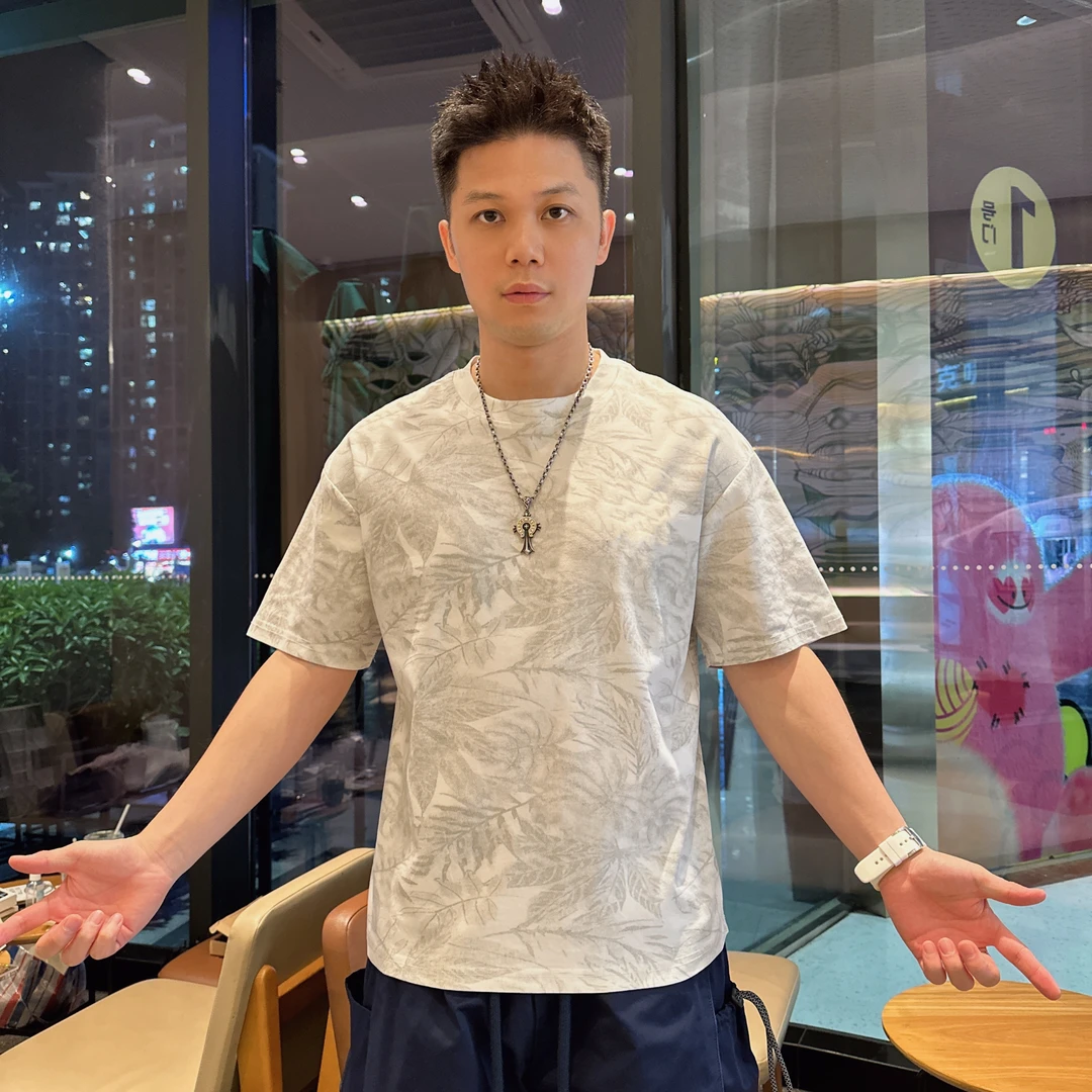 探戈精品【彩色刺绣L字母t恤】2025夏季短袖潮牌百搭重工透气男女款