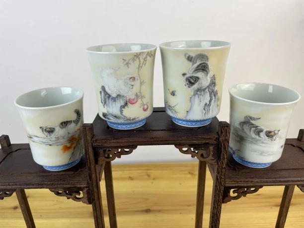 景德镇小猫陶瓷茶杯