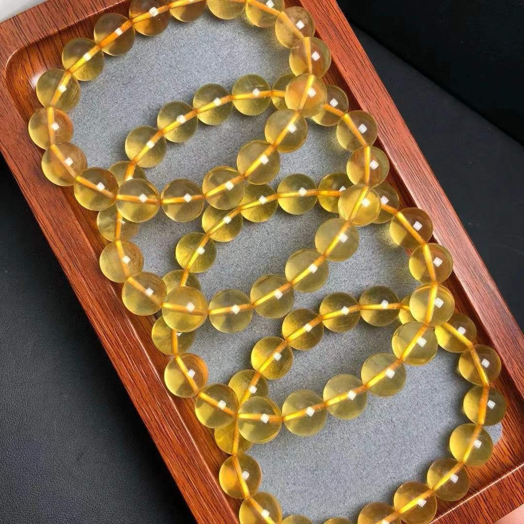 天然水晶柠檬黄水晶手链手串女清新轻奢简约时尚饰品礼物一条