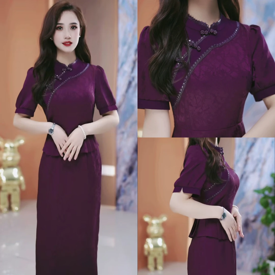 夏季时尚新款连衣裙2025夏季气质显瘦百搭收腰连衣裙YX25J892款