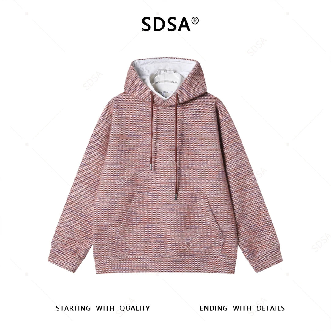 SDSA男士秋冬新款痞帅男装潮牌韩版拼接立领连帽针织卫衣百搭时尚