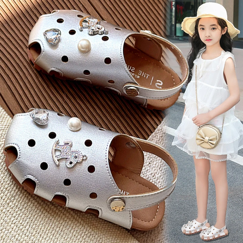 ABC女童包头凉鞋2025夏款两穿防滑儿童软底拖鞋宝宝公主凉拖包头