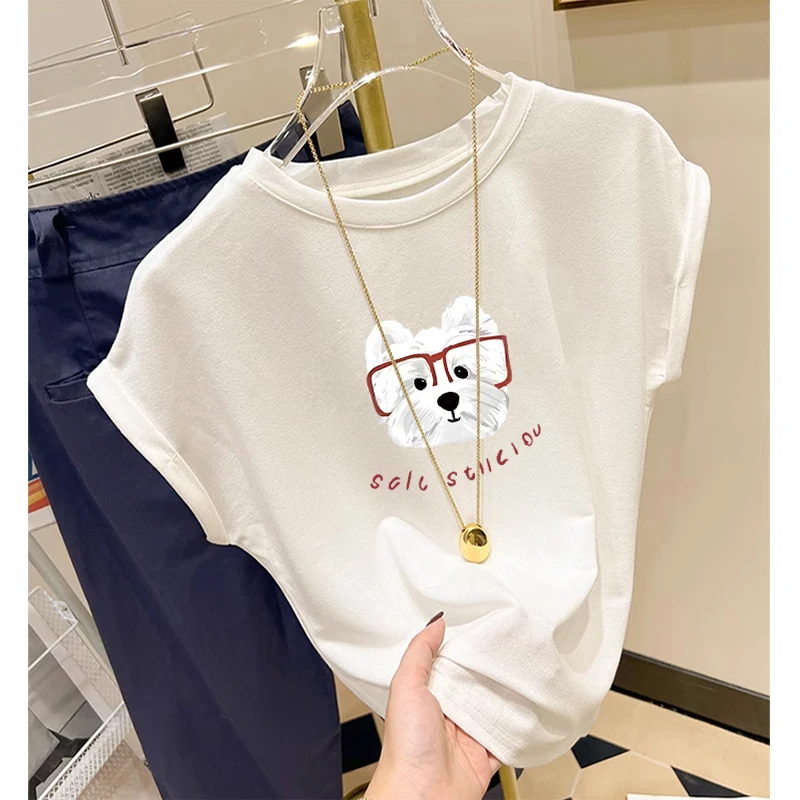 2025小飞袖纯棉正肩短袖t恤女小众时尚百搭洋气减龄简约白色上衣