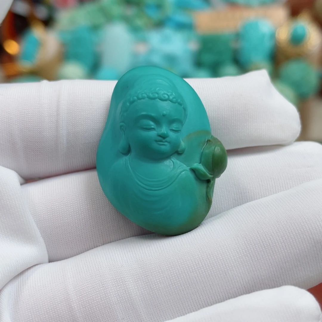 未镶嵌绿松石珠宝奇石花开见佛