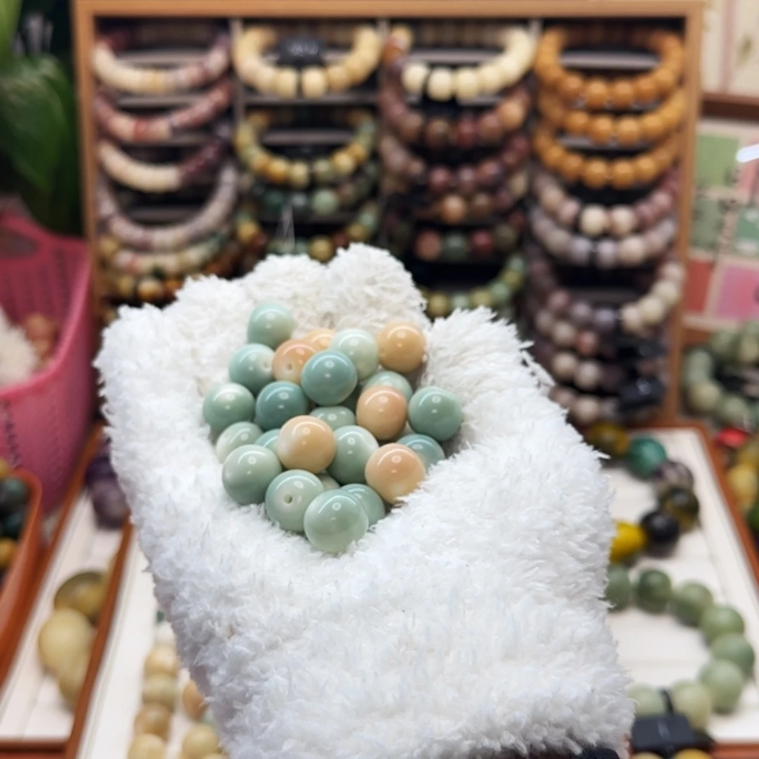 叮****吊坠菩提根/象牙果卡14粉蓝散珠