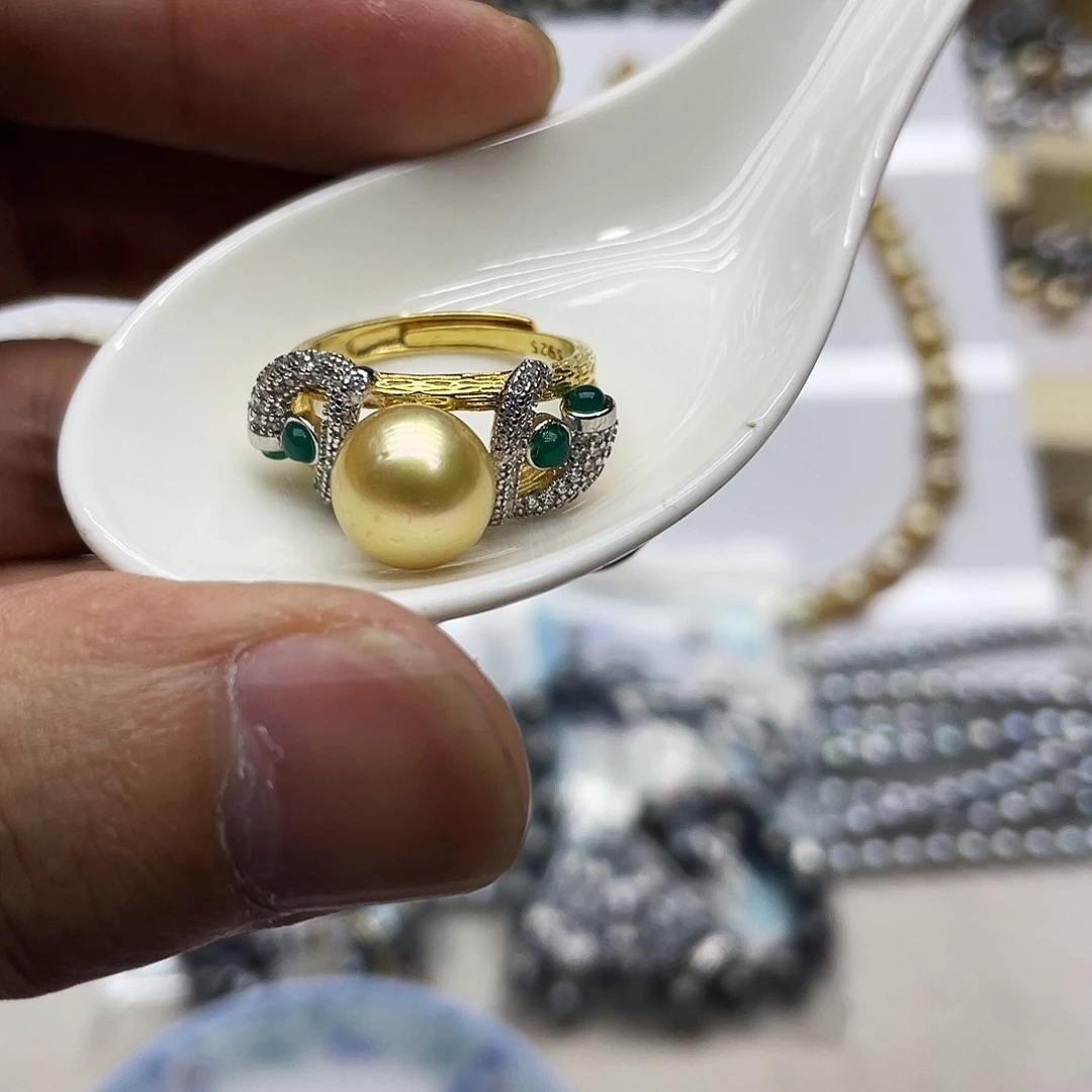 海水珍珠银S925镶嵌戒指