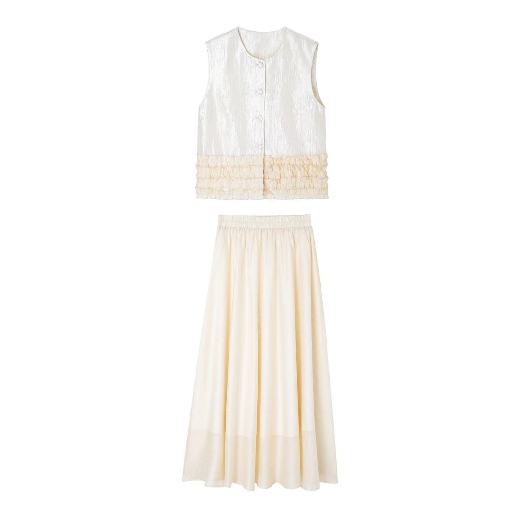 【雾铄丝窑】夏季时尚气质拼接设计师套装