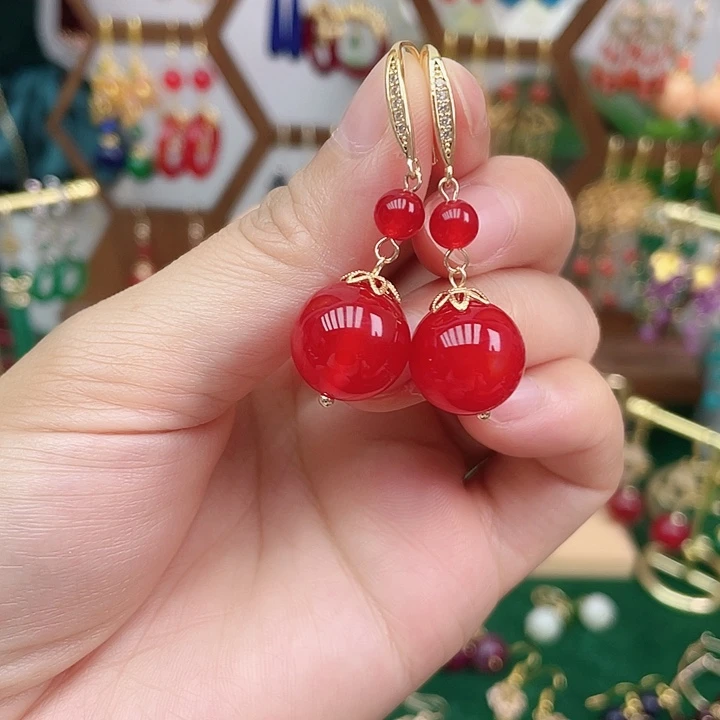 合金耳饰玛瑙/玉髓