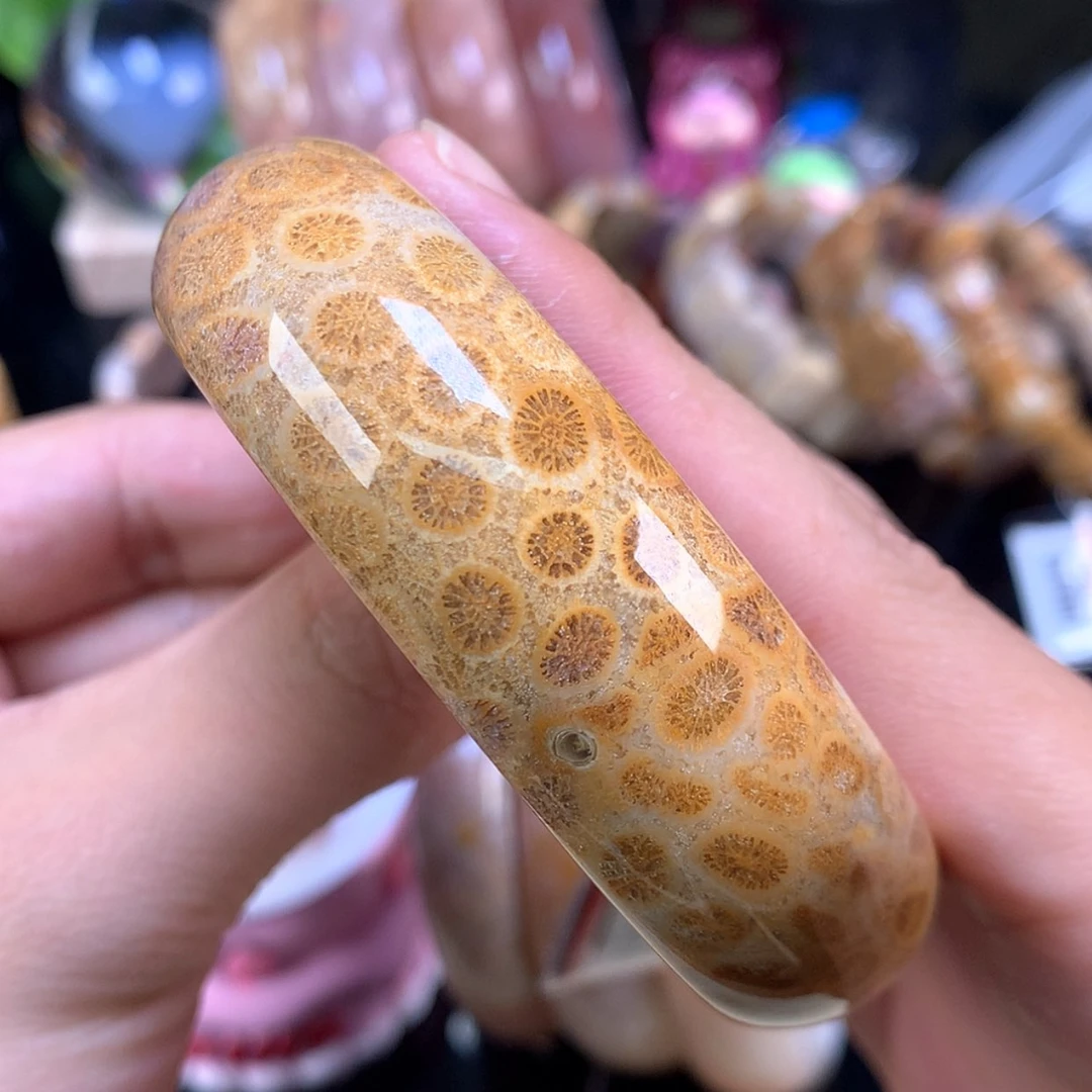 【闪购商品】颈饰未镶嵌硅化珊瑚（珊瑚玉）55号63圈金黄色柠檬片