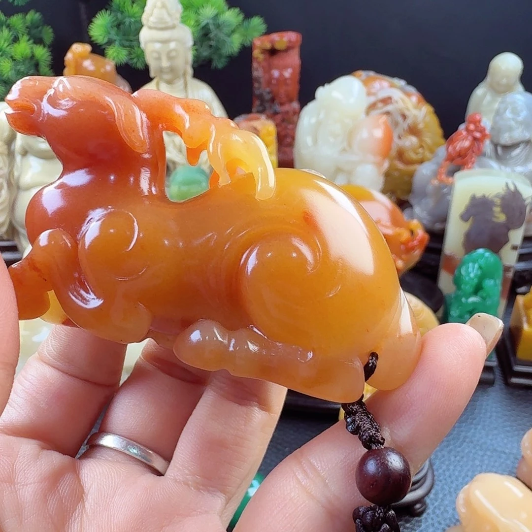 风***合印石寿山石一路高升把玩