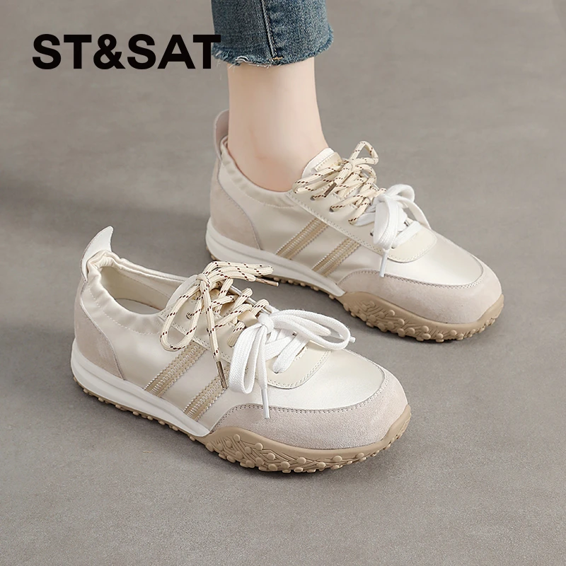 星期六薄款德训鞋女士2025新款夏季休闲运动鞋厚底显脚小复古潮鞋