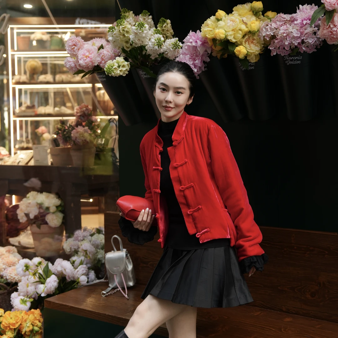 【朱绯墨素】新中裳-深圳原创设计高定设计师款短款棉服