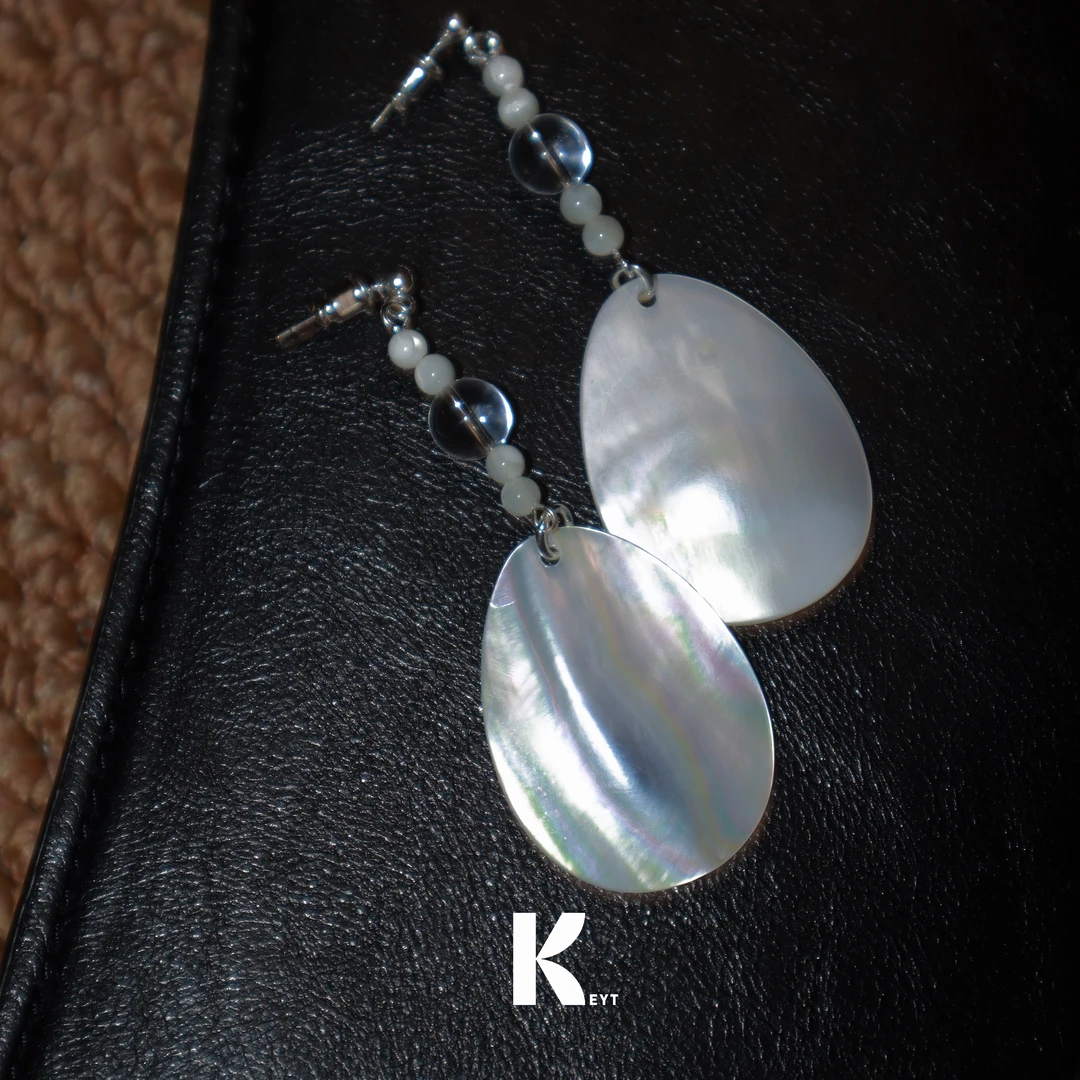 KEYT 铜合金仿珍珠耳饰 贝壳珍珠透明球耳环