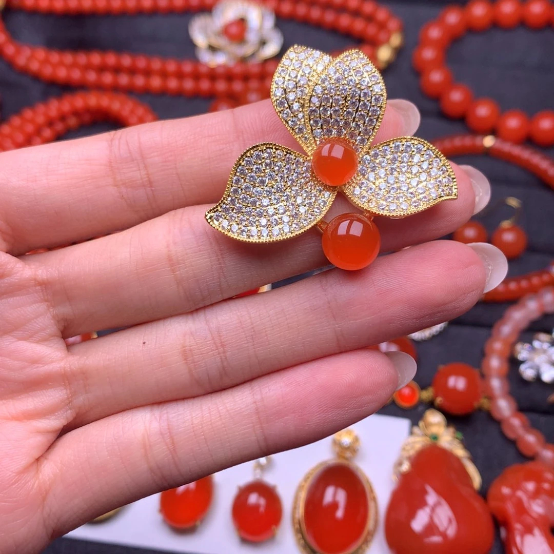 【闪购商品】未镶嵌保山南红镶嵌胸针南红玛瑙