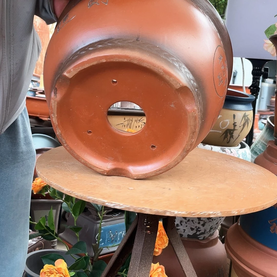 宜兴紫砂花盆A财进福门大号