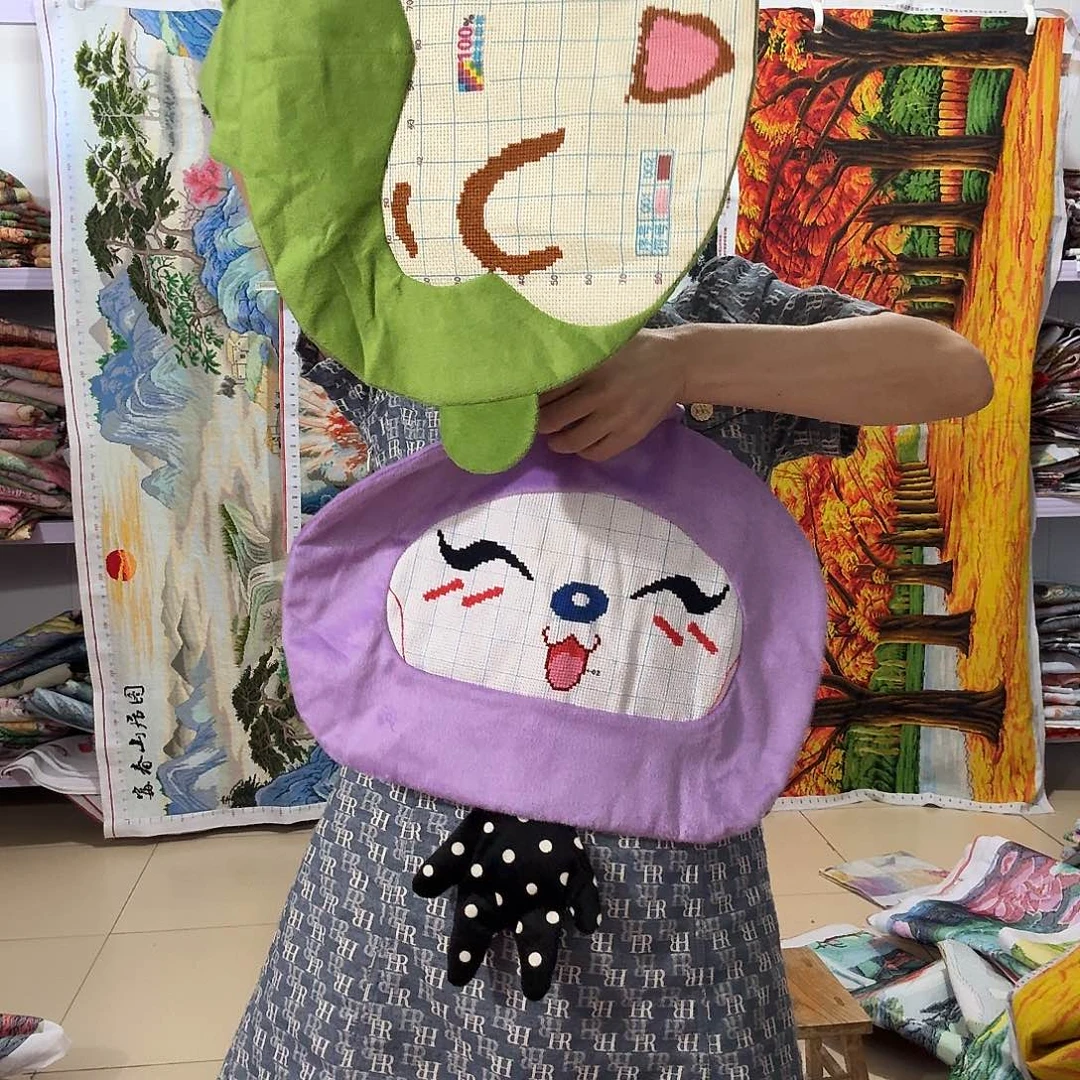 棉十字绣成品抱枕图案随机