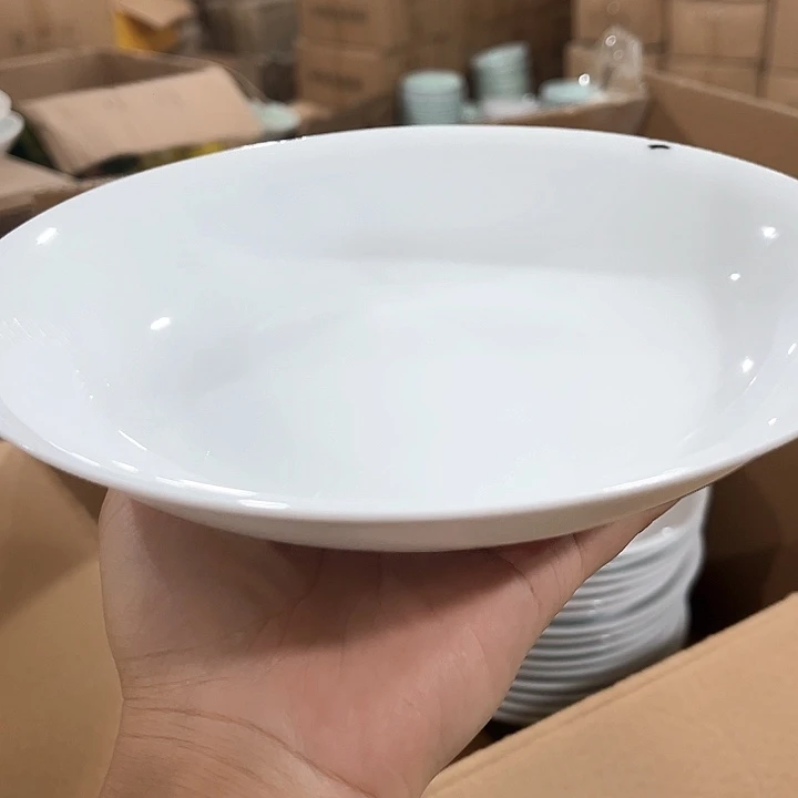 瓷片高白泥八寸深盘六个微瑕包邮