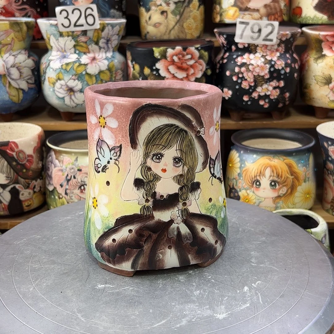 景德镇炫彩手绘口10高14