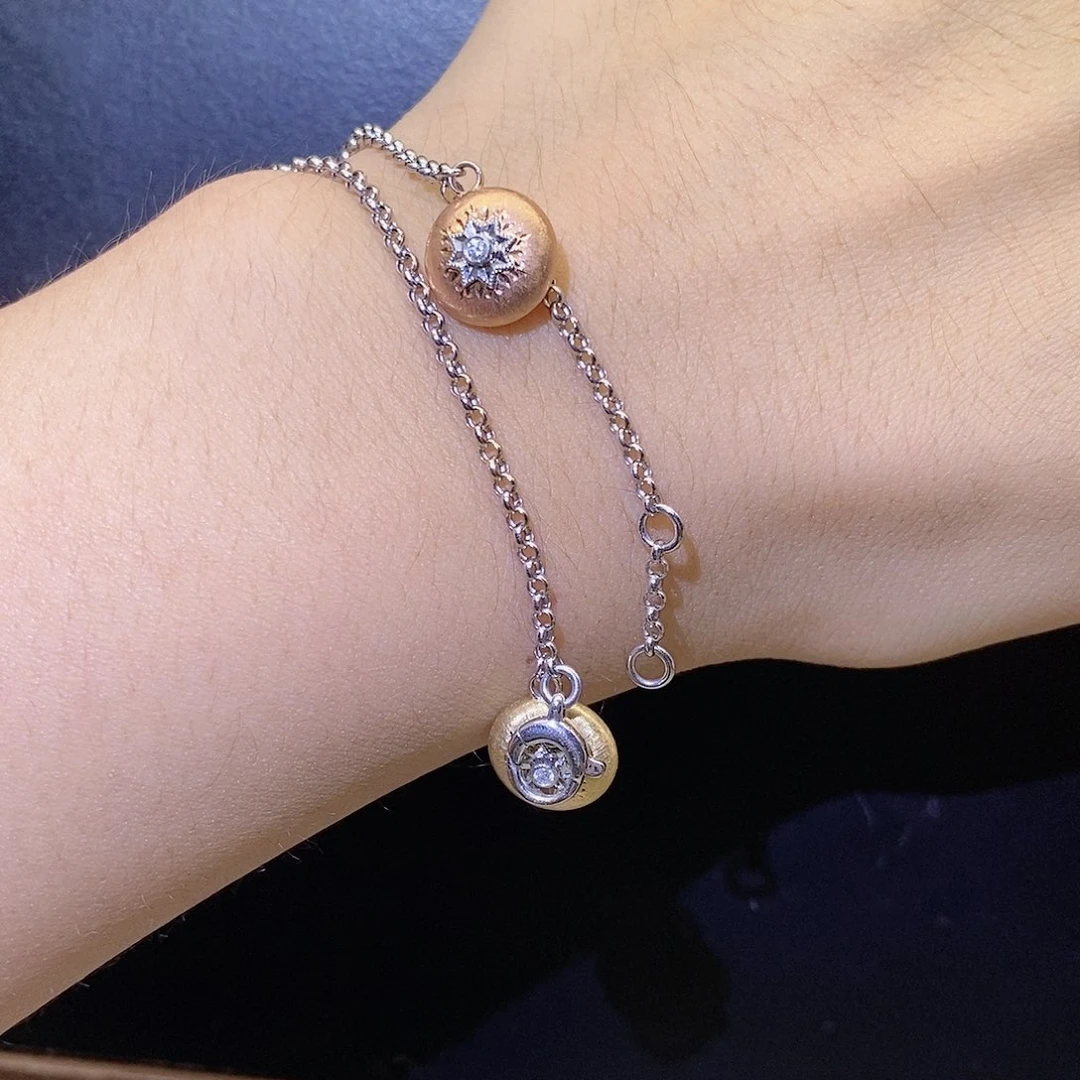 手链18K金镶嵌钻石拉丝豆豆手链