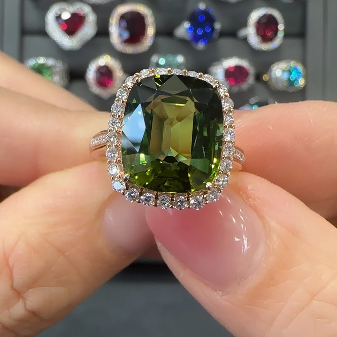 碧玺18K金镶嵌戒指6.94ct