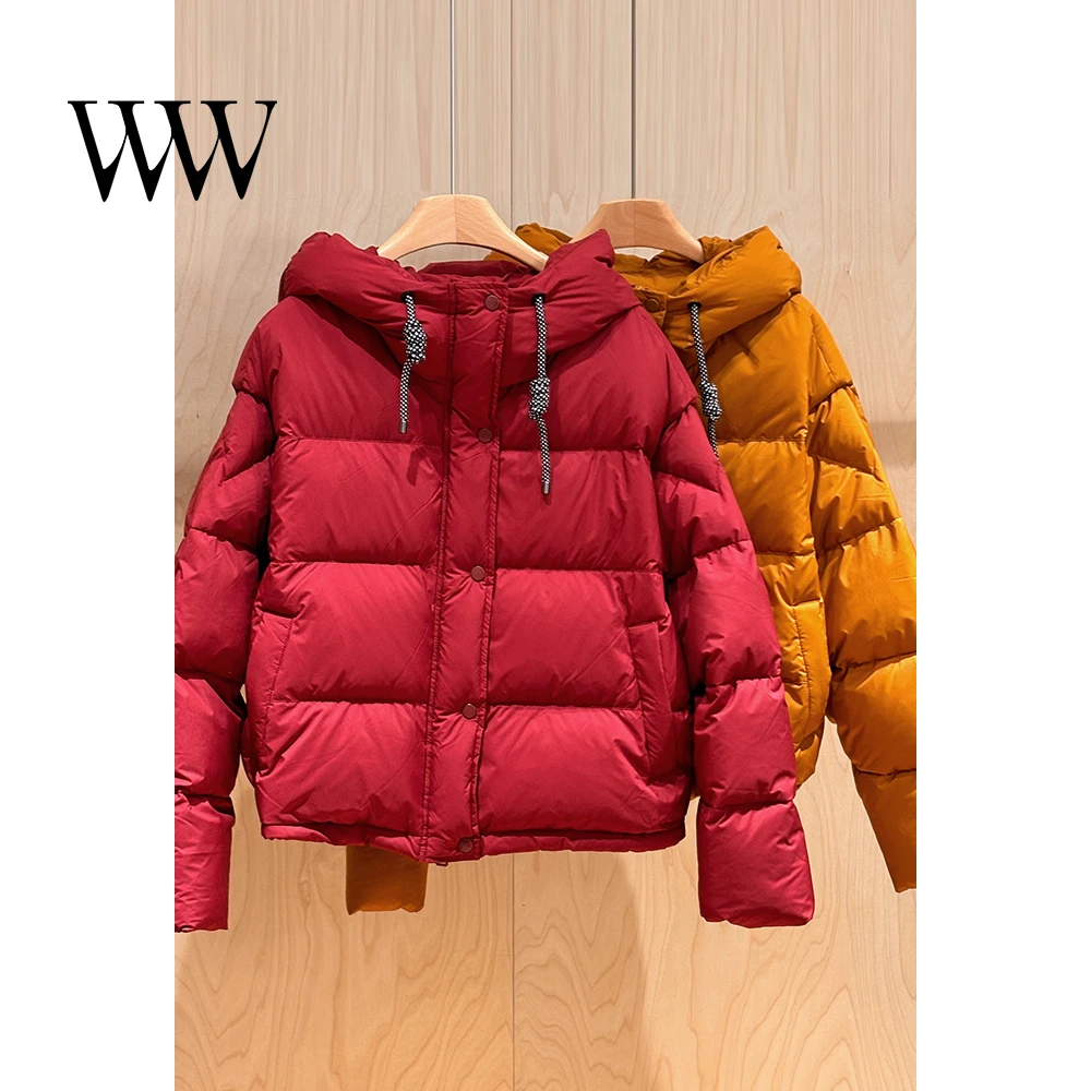 90白鸭绒羽绒服短款连帽宽松加厚保暖秋冬冬季