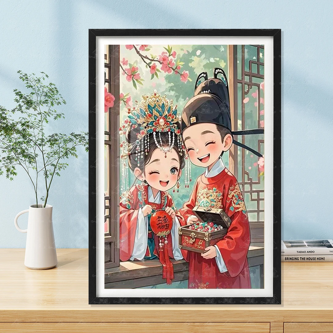 【七夕限定100套，进口棉布】爱阁十字绣金玉良缘喜庆祝福客厅手工绣