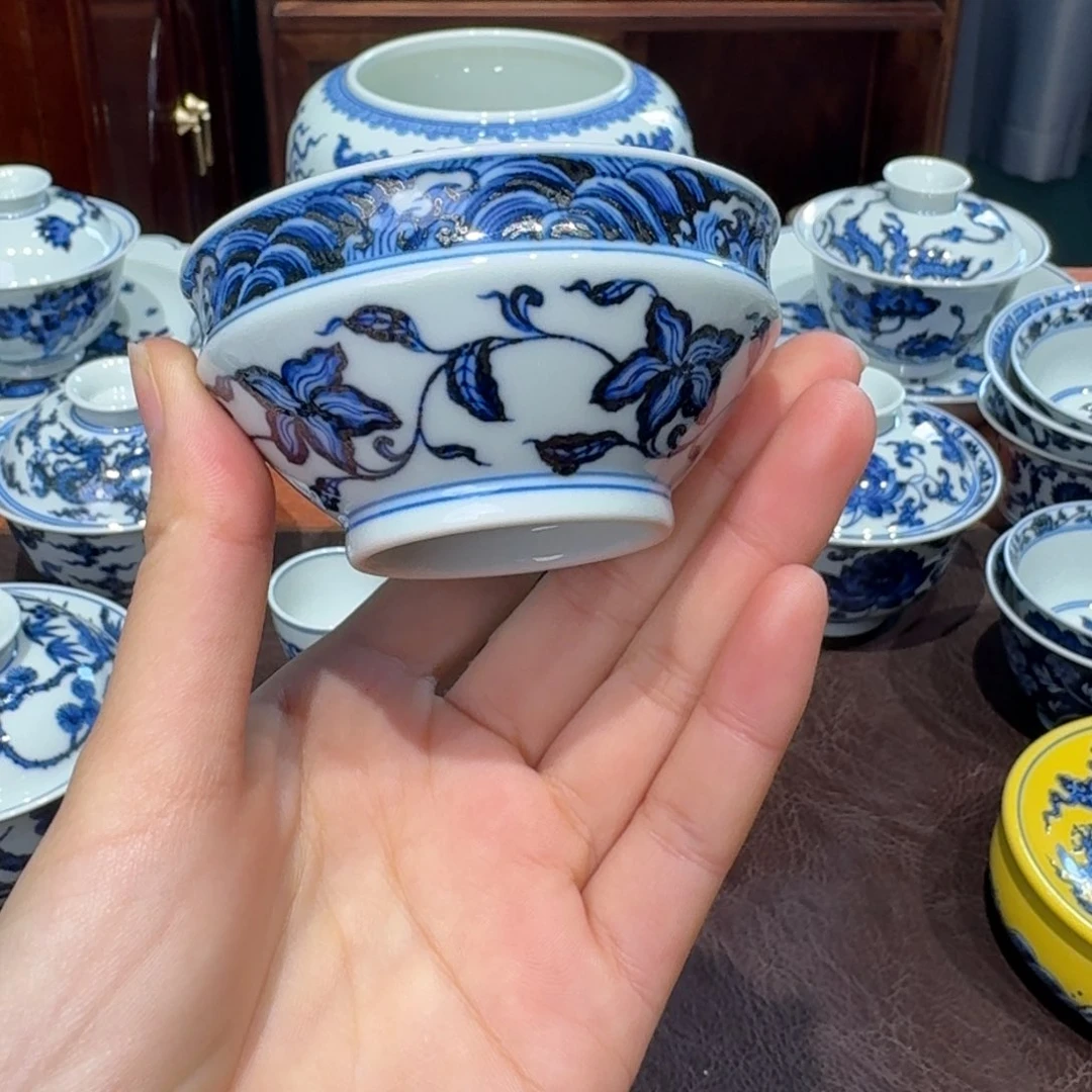 青花雯华堂手绘杯杯