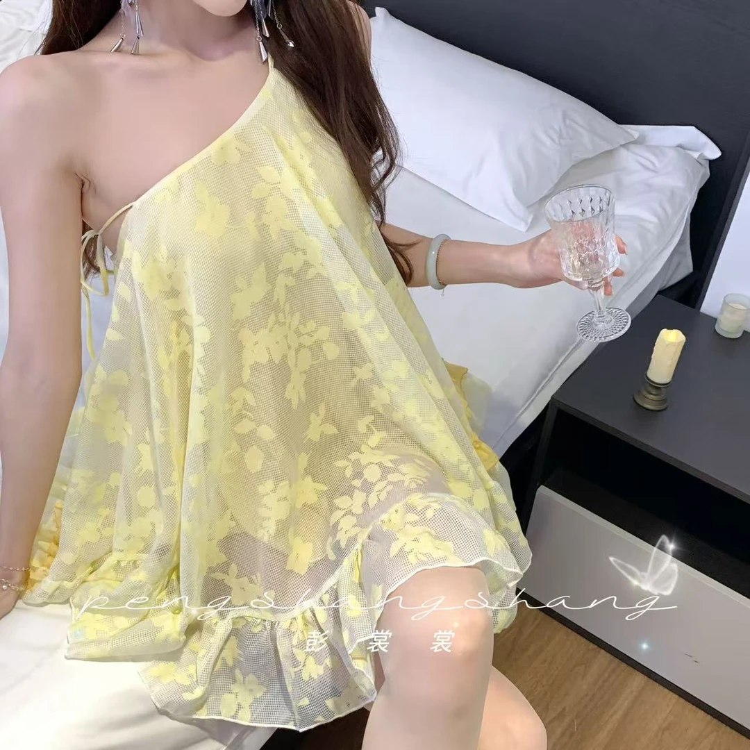 彭裳裳【蔓夕浮影】轻奢时尚性感蕾丝甜美显瘦女士吊带睡衣睡裙