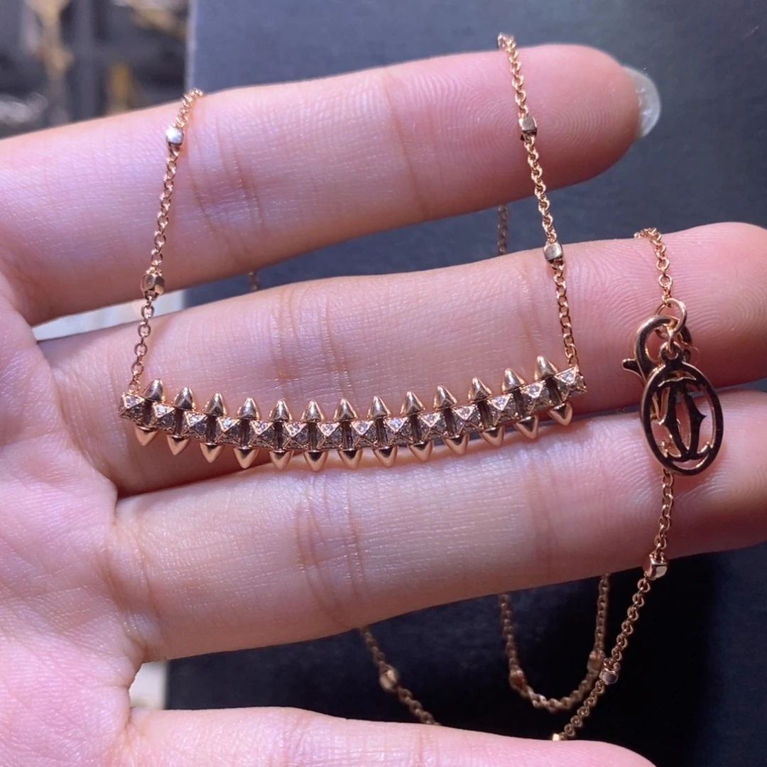 钻石颈饰18K金镶嵌钉子项链k玫