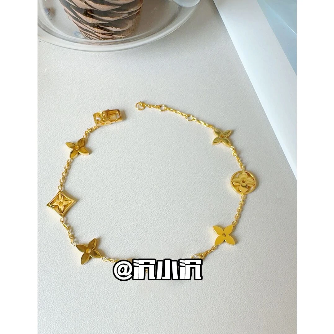 铜合金手链 【亮面尖花】高版本轻奢百搭气质简约手链L34