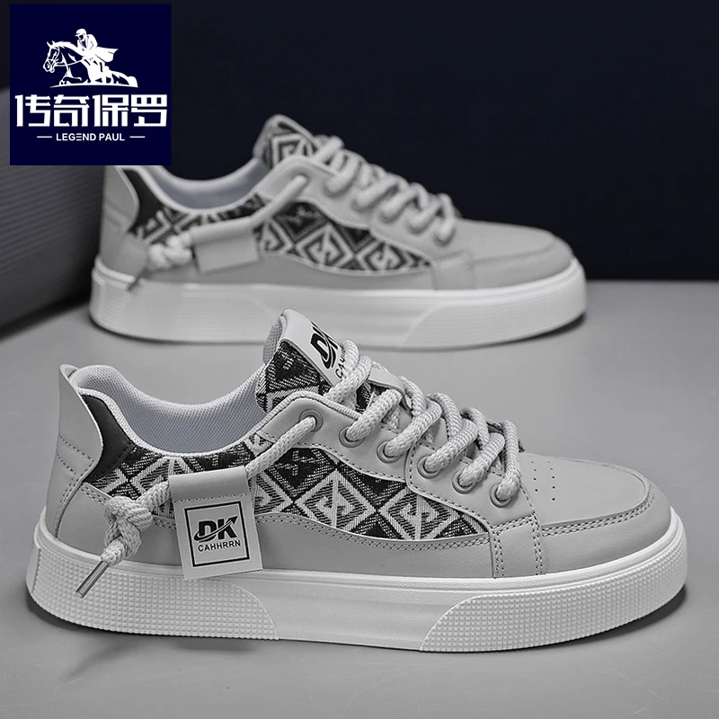 传奇保罗鞋子男款2025春季新款休闲潮鞋上班男士潮牌板鞋运动男鞋
