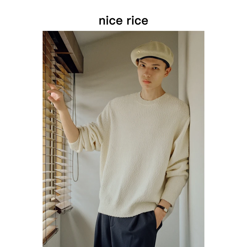 nice rice好饭 25秋季新品羊毛混纺宽松颗粒肌理毛衣男NHQ05081
