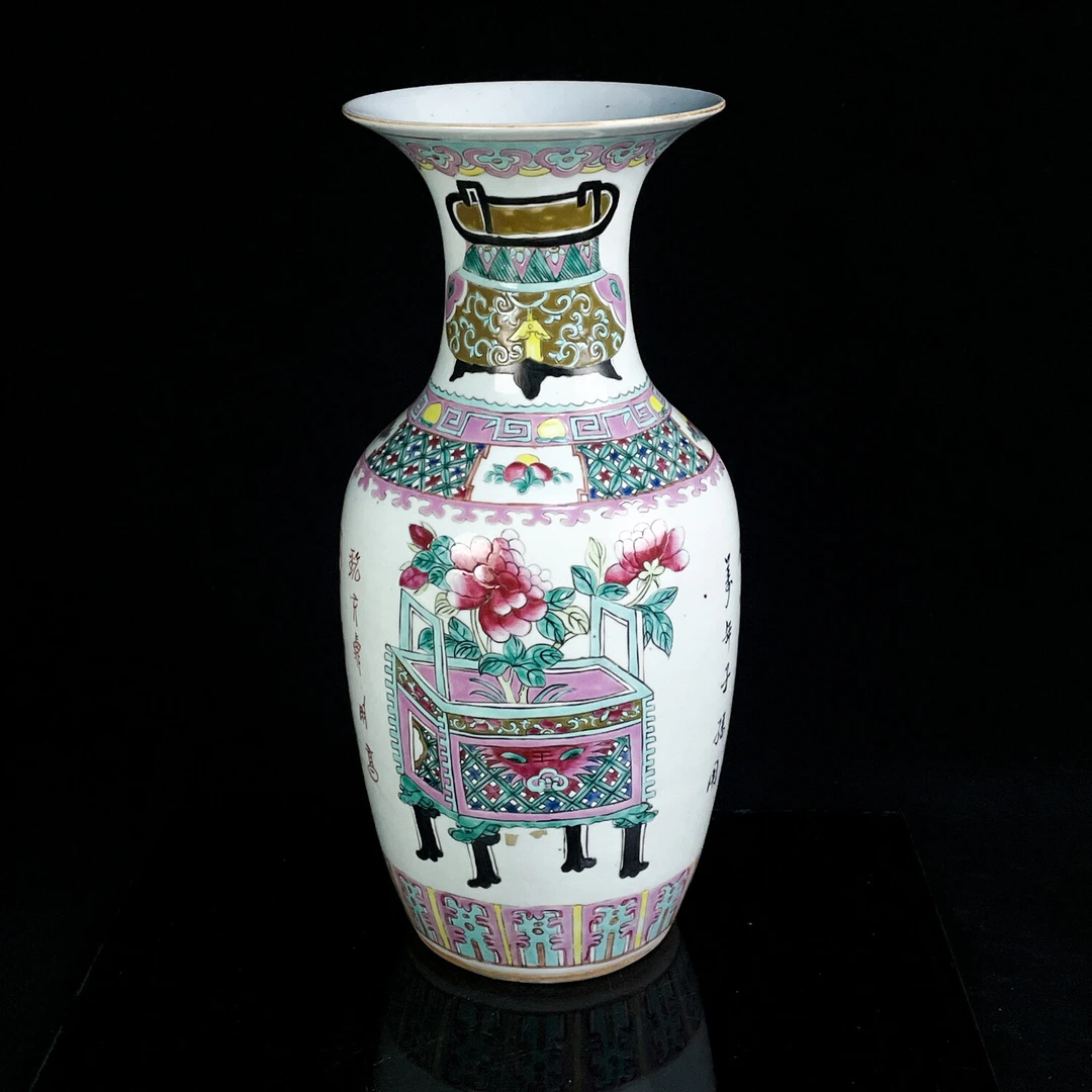 M26AD001688 - 清光绪粉彩富贵吉祥诗文瓶