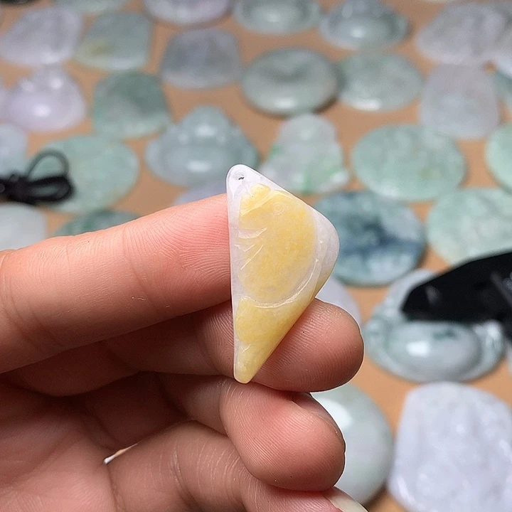 翡翠未镶嵌颈饰鱼