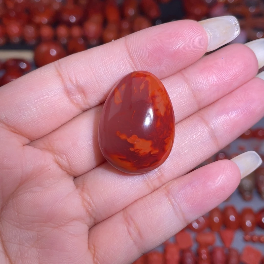 南红玛瑙未镶嵌瓦西火焰水滴吊坠