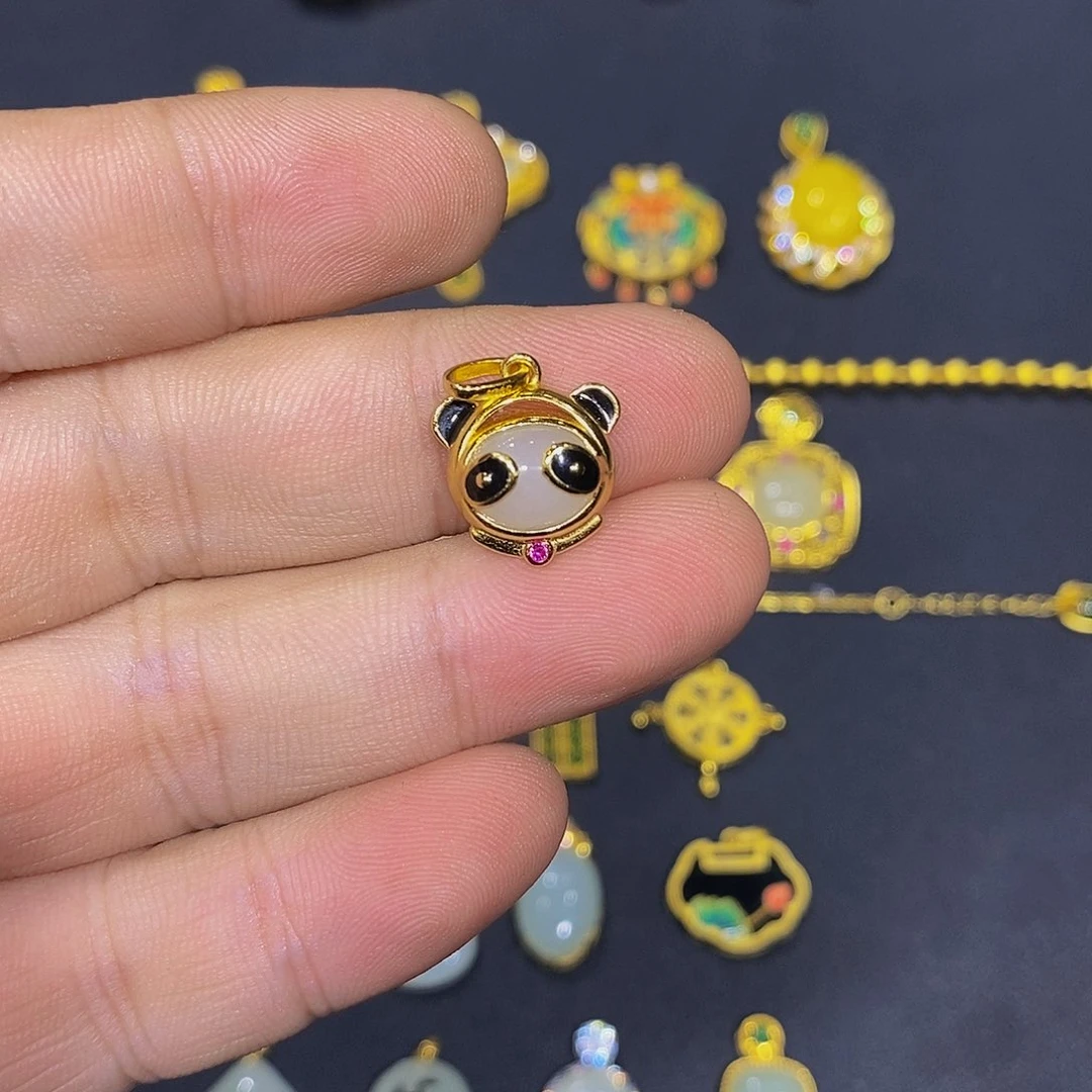 和田玉银S925镀金镶嵌颈饰