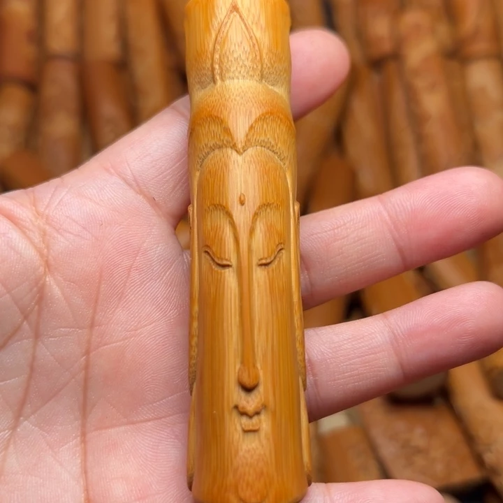 实心竹雕刻手把件