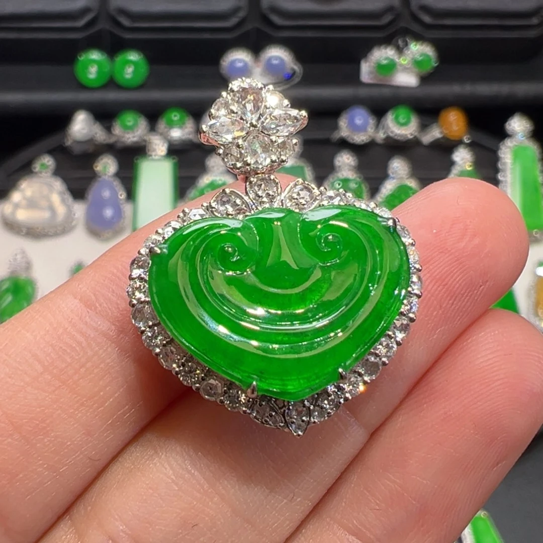 翡翠18K金镶嵌吊坠(不含链)收到货48小时鉴赏期