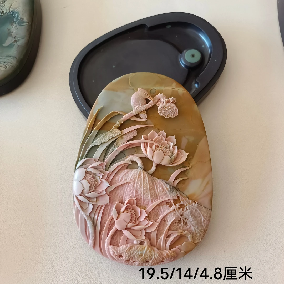 <君石砚庄>攀枝花苴却砚原石手工雕刻书法文房带盖砚台