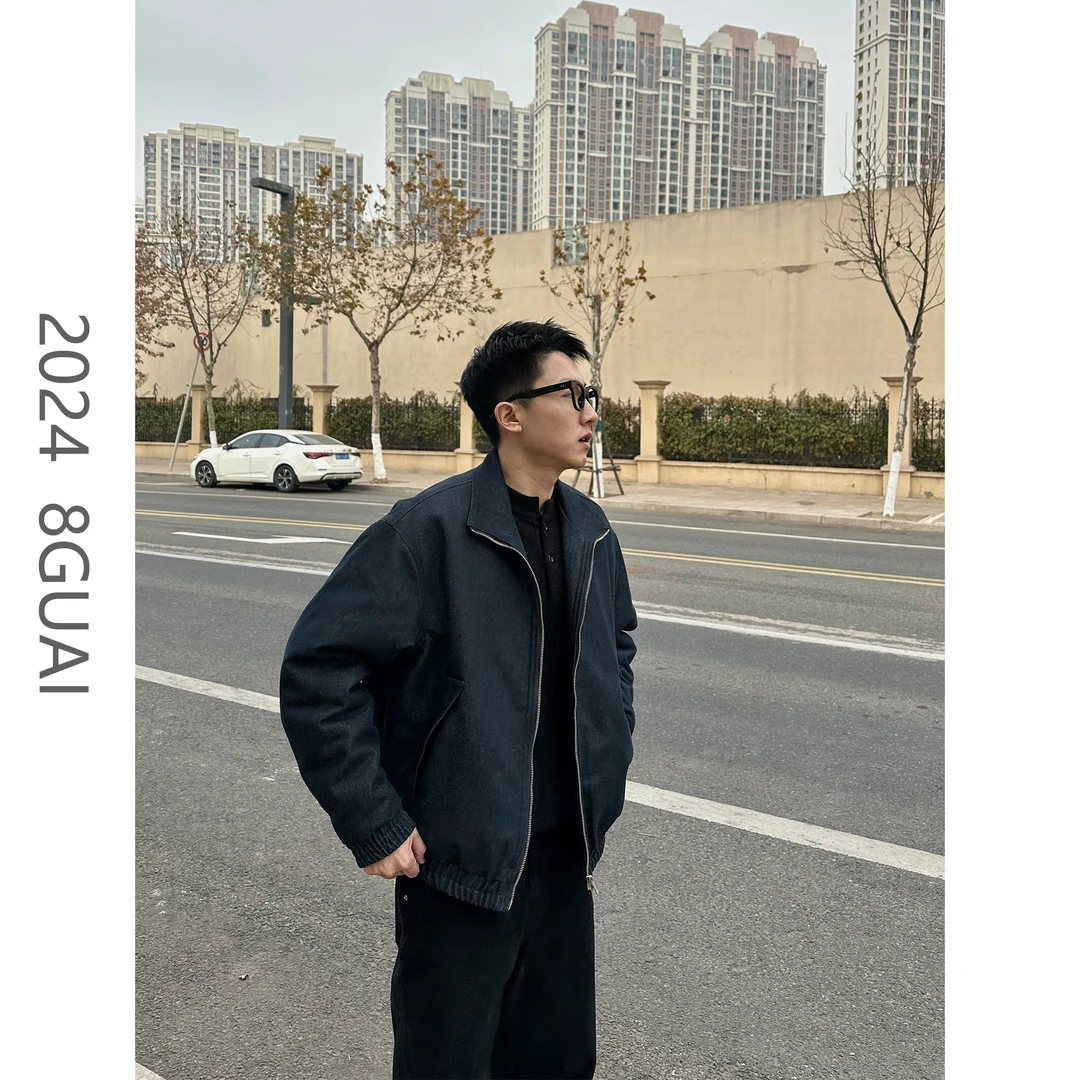 8GUAI高效暖棉男士男生潮男棉服夹克外套冬季立翻领厚款休闲情侣