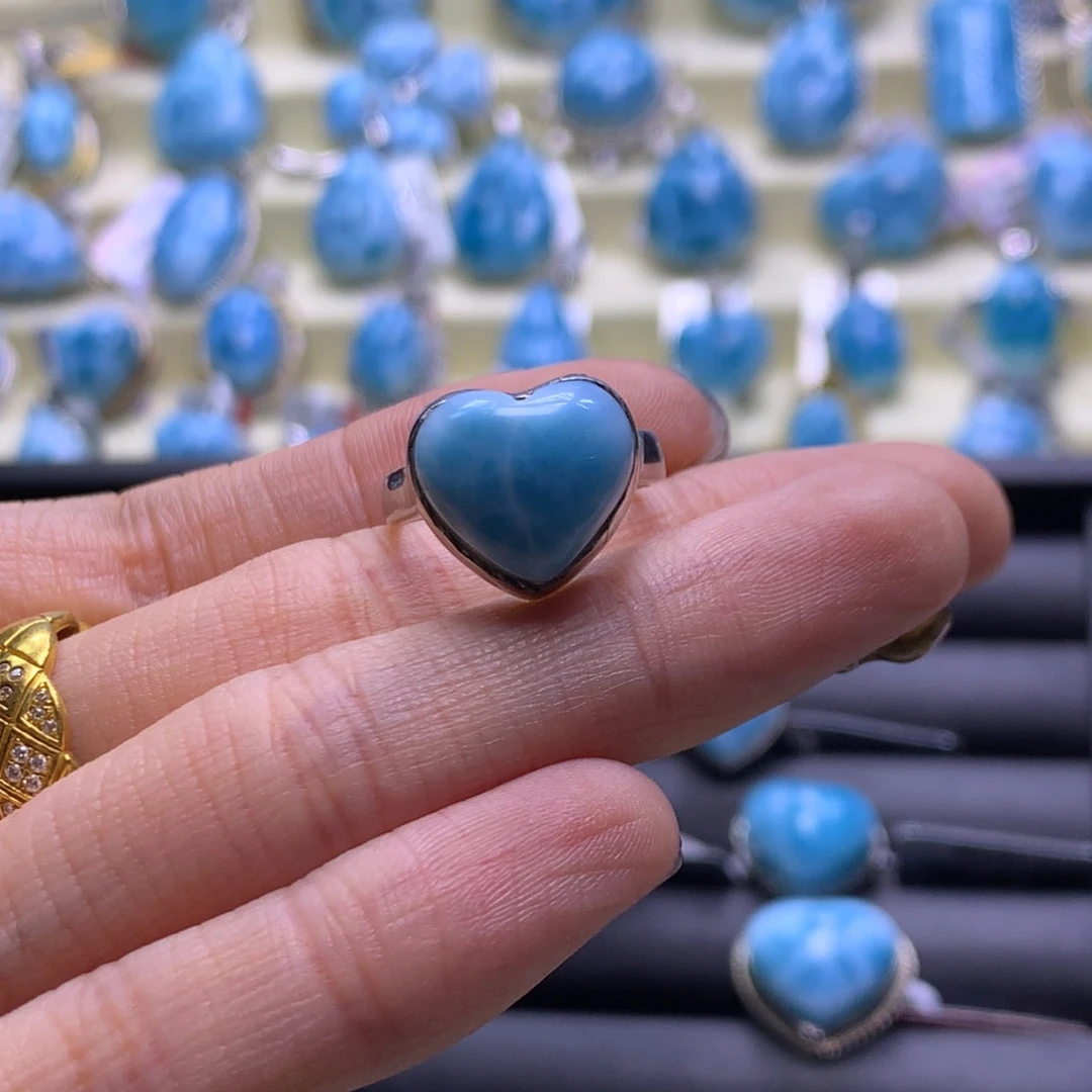 针钠钙石（海纹石）未镶嵌手链爱心戒指色差略异