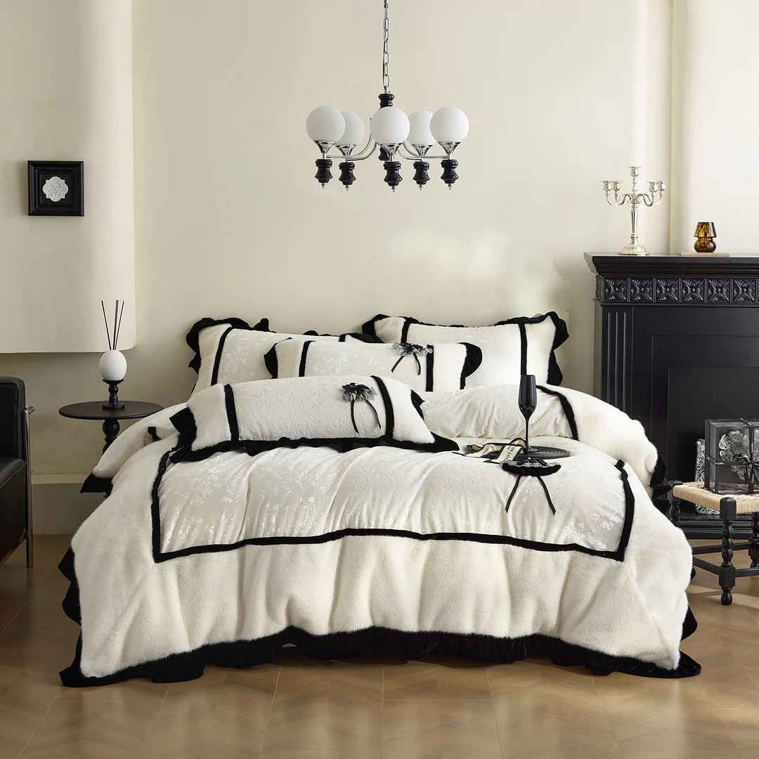 赫本-高级轻奢法式保暖牛奶绒四件套仿真丝绒加厚冬季床品套件