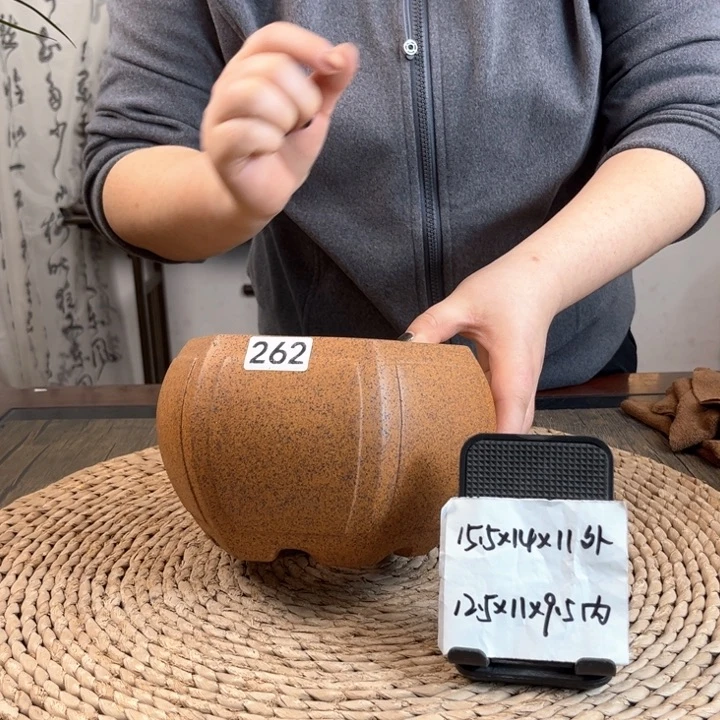 紫砂花盆柴烧奎面宫灯六方262