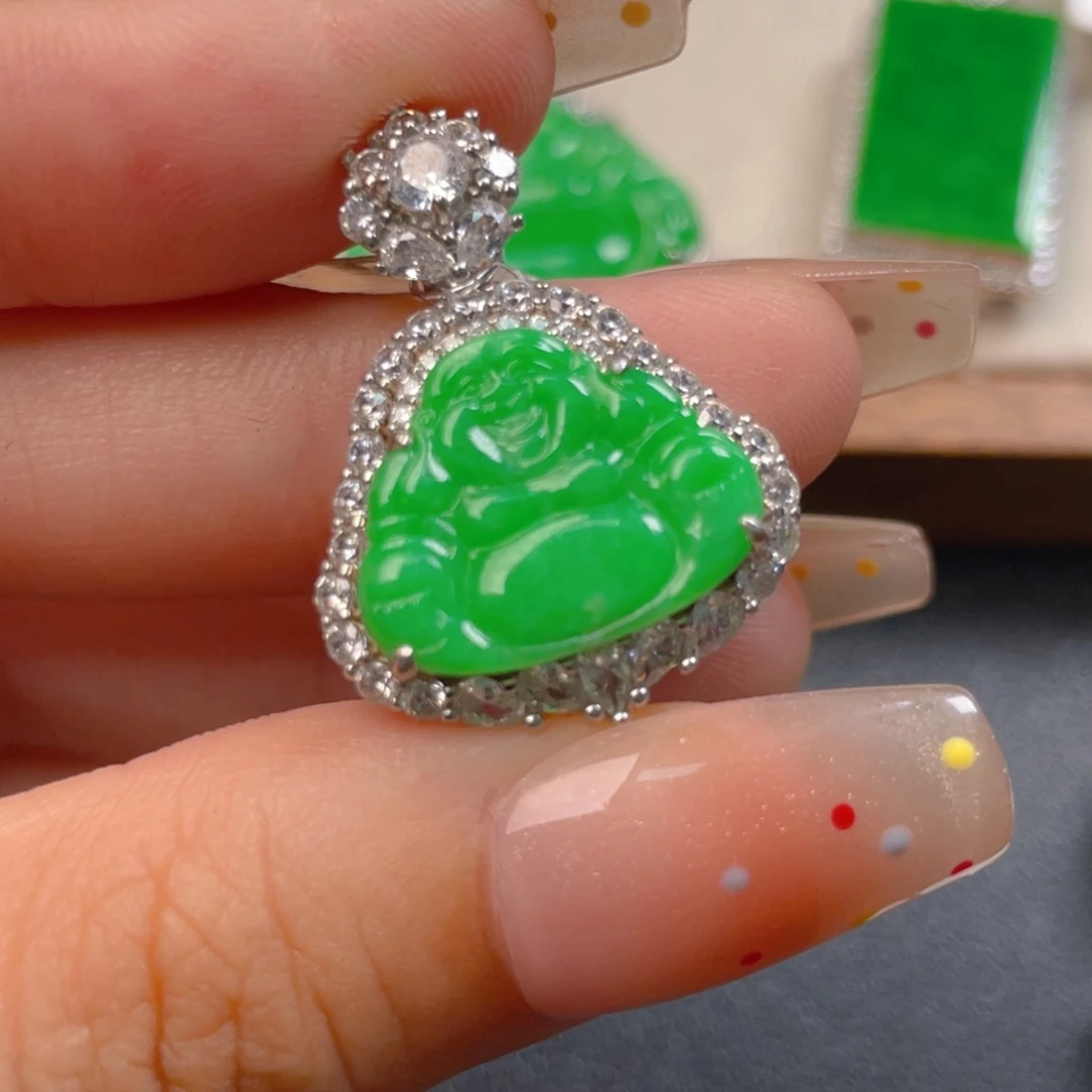 翡翠银S925镶嵌吊坠(不含链)b h j j