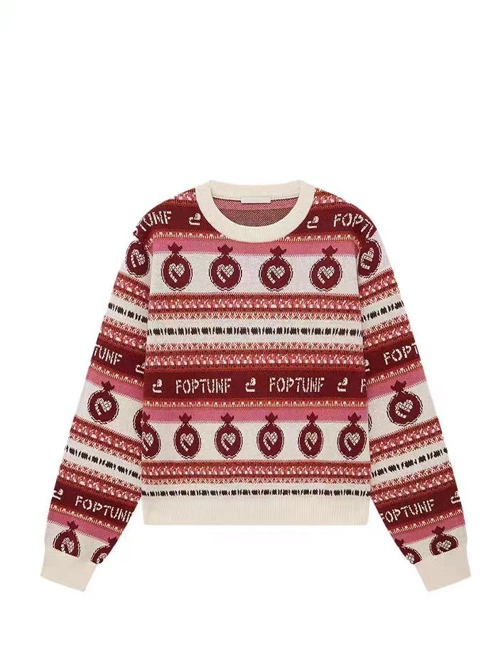 【石榴果果】2025春季新款美拉德风气质减龄提花针织套头女.Y7925