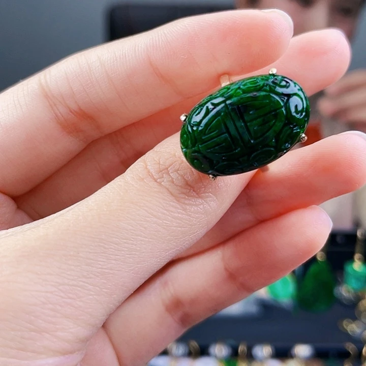 翡翠戒指银S925镶嵌饰品