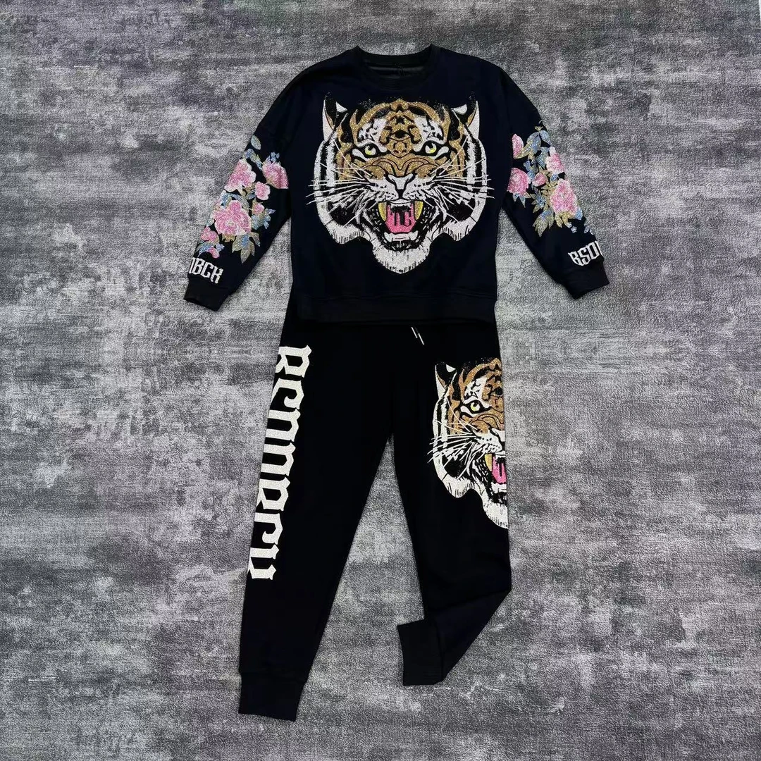 套装-落肩时尚休闲百搭男士潮牌老虎桃花-卫衣-裤子-11818-11838